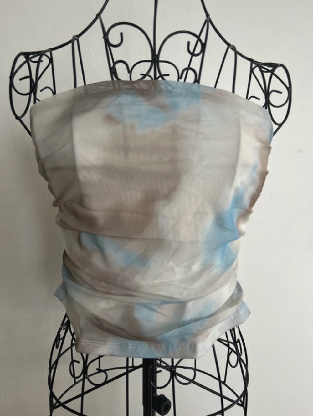 Strapless Tie-Dye Tube Top - Neutral & Blue